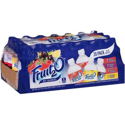 Fruit2O® Natural Strawberry/Grape/Raspberry/Lemon Purified Water Beverage 28 ct Tray