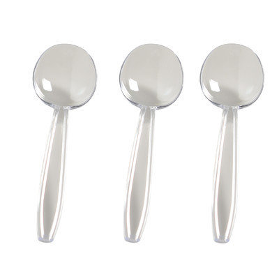 Fineline Settings, Inc Flairware Heavy Duty Box Bulk Disposable Plastic Soup Spoon (1000/Case), Clear
