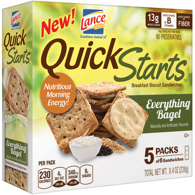 Lance® Quick Starts™ Everything Bagel Breakfast Biscuit Sandwiches 8.4 oz. Box