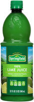 Springfield 100% from Concentrate Lime Juice 32 fl. oz. Plastic Bottle