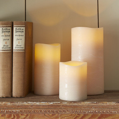 Birch Lane Taupe Flameless Pillar Candle Size: Large