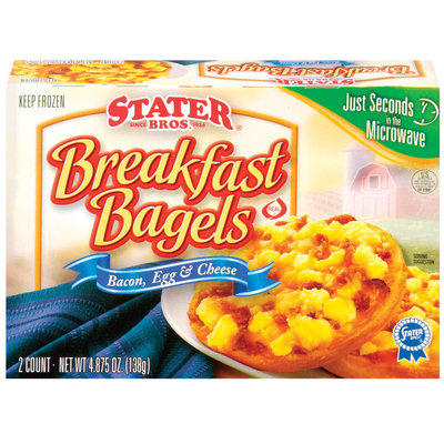 Stater Bros. Breakfast Bacon, Egg & Cheese 2 Ct Bagels 4.875 Oz Box