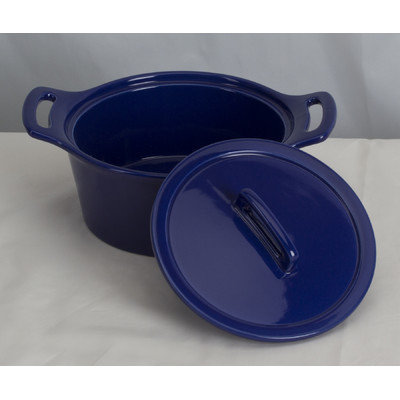 Omniware Stoneware Round Casserole Size: Small, Color: Cobalt Blue