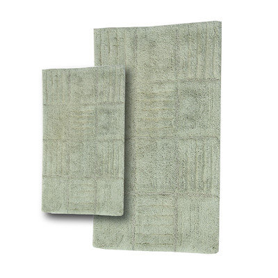 Textile Decor Castle 2 Piece 100% Cotton Chakkar Board Spray Latex Bath Rug Set, 24 H X 17 W and 30 H X 20 W