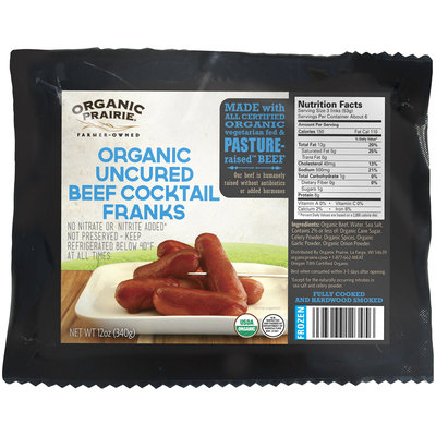 Organic Prairie® Frozen Organic Uncured Beef Cocktail Franks 12 oz. Pack