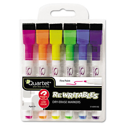 Quartet Mfg Quartet 51661142Q ReWriteables Dry Erase Markers Fine Point 6/Set