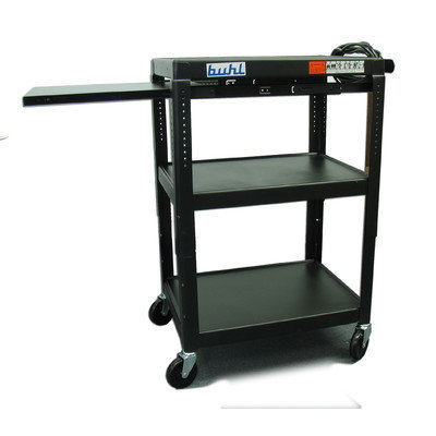 Hamilton Buhl EXTM4226E-5 Height Adjustable AV Media Cart, Three Stationary Shelves, One Pull-Out