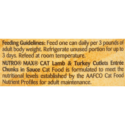 Nutro® MAX® CAT Adult Lamb & Turkey Cutlets Entree Chunks in Sauce Cat Food 3 oz. Can