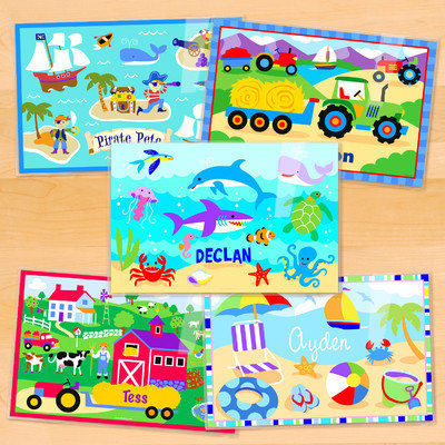Olive Kids Boys Five Pack Summer Fun Personalized Placemat