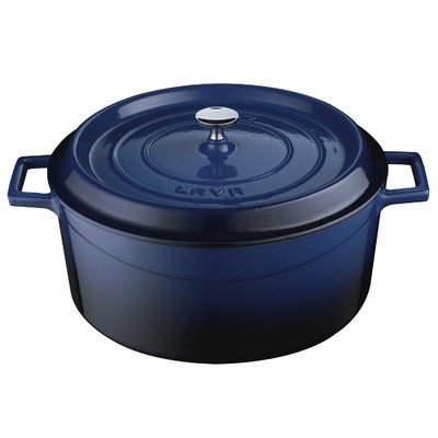 Lava Cookware Signature Enameled Cast-Iron Dutch Oven Size: 7 Qt, Color: Cobalt Blue