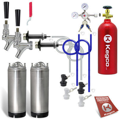 Kegco Two Keg Door Mount Homebrew Kegerator Kit Ball Lock w/ 5lb Tank