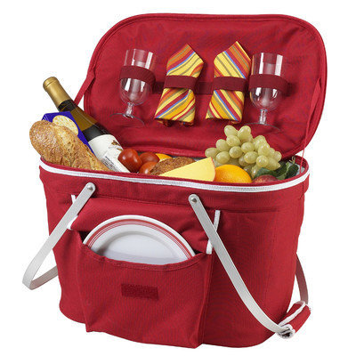 Picnic at Ascot - Collapsible Insulated Picnic Basket for Two - Red