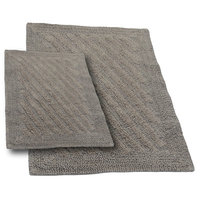 Textile Decor Castle 2 Piece 100% Cotton Shooting Star Reversible Bath Rug Set, 24 H X 17 W and 34 H X 21 W