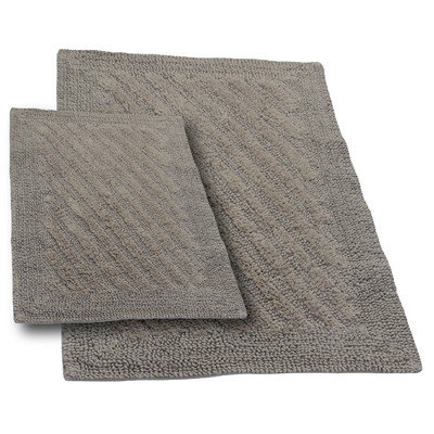 Textile Decor Castle 2 Piece 100% Cotton Shooting Star Reversible Bath Rug Set, 24 H X 17 W and 34 H X 21 W
