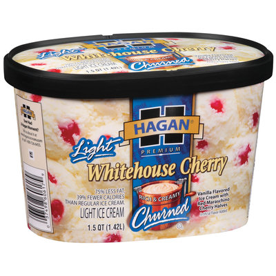 Hagan Light Whitehouse Cherry Ice Cream 1.5 Qt Carton
