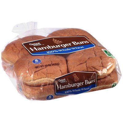 Great Value™ Whole Wheat Hamburger Buns 8 ct. 15 oz. Package
