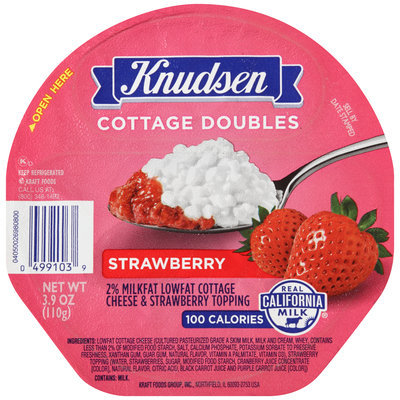 Knudsen Cottage Doubles Cottage Cheese & Strawberry Topping 3.9 oz. Tray