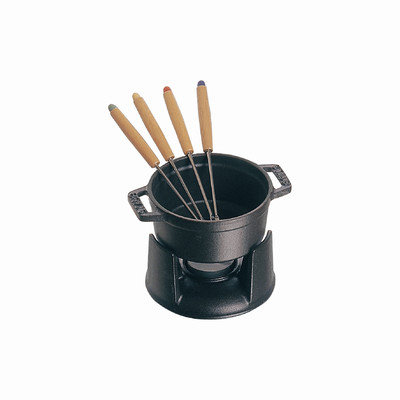 Staub Mini Chocolate 0.25 qt. Fondue Set in Black Matte