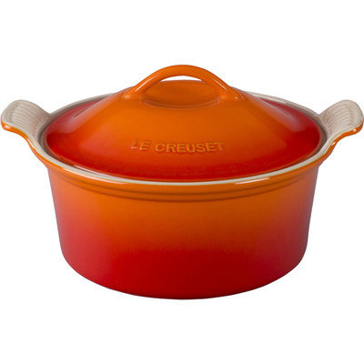 Le Creuset Heritage 3-Qt. Stoneware Round Casserole with Lid Color: Flame