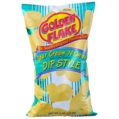 Golden Flake® Sour Cream 'N Onion Dip Style Potato Chips 5 oz. Bag