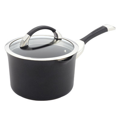Circulon Symmetry 3.5-qt. Black Hard Anodized Nonstick Straining Saucepan