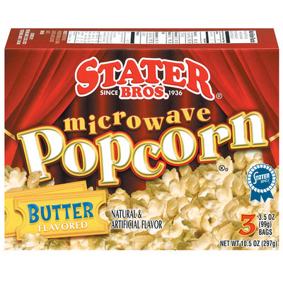 Stater Bros. Butter 3 Ct Microwave Popcorn 10.5 Oz Box