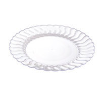 Fineline Settings, Inc Flairware Round Rippled Disposable Plastic Dinner Plate (144/Case), Clear