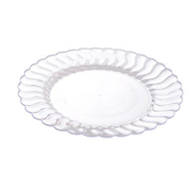 Fineline Settings, Inc Flairware Round Rippled Disposable Plastic Dinner Plate (144/Case), Clear