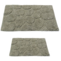 Textile Decor Castle 2 Piece 100% Cotton Palm Spray Bath Rug Set, 24 H X 17 W and 34 H X 21 W, Light Sage
