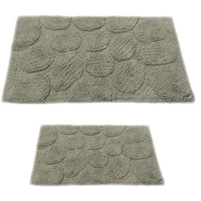Textile Decor Castle 2 Piece 100% Cotton Palm Spray Bath Rug Set, 24 H X 17 W and 34 H X 21 W, Light Sage