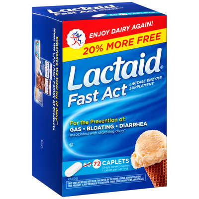 Lactaid® Fast Act Lactase Enzyme Supplement Caplets 72 ct. Box