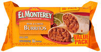 El Monterey® Bean and Cheese Burritos 16 ct Bag