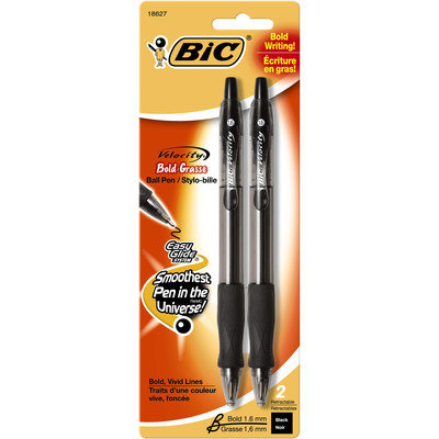 BIC 2 Count Black Velocity Bold Ball Pen Black