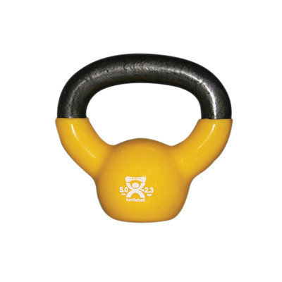 CanDo 10-3191 Vinyl-Coated Kettlebell Yellow 5 Lb.