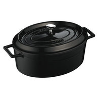 Lava Cookware Signature Enameled Cast-Iron Oval Dutch Oven, 5-qt, Black Obsidian