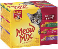 Meow Mix Tender Favorites Poultry & Beef Wet Cat Food Variety Pack, 2.75-Ounce Cups (Pack of 24)