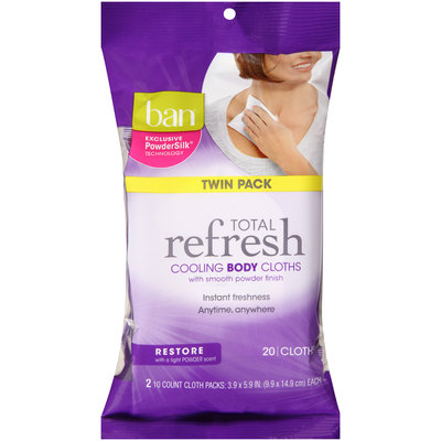 Ban® Total Refresh® Restore Cooling Body Cloths 2-10 ct Pack