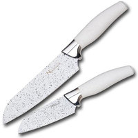 New England Cutlery 2 Piece Santoku Knife Set Color: White