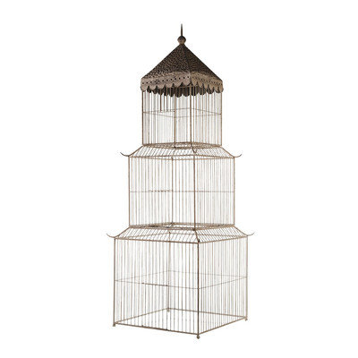 Mwcbk Vintage Ivory Birdcage Pedestal