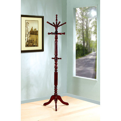 Coaster Traditional Coat Rack with Spinning Top in Dark Walnut