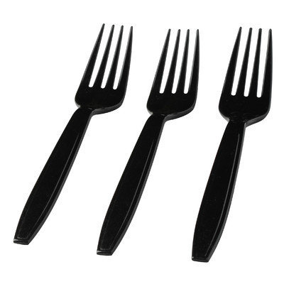 Fineline Settings, Inc Flairware Heavy Duty Box Bulk Disposable Plastic Fork (1000/Case), Black