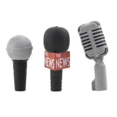 Kikkerland 3 Piece Microphone Eraser Topper Set (Set of 12)
