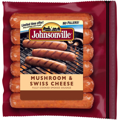 Johnsonville Mushroom & Swiss Cheese Smoked Sausage 14oz zip pkg (101722)