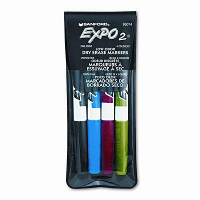EXPO Low Odor Dry Erase Marker, Fine Point, 4-Pack