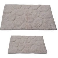 Textile Decor Castle 2 Piece 100% Cotton Palm Spray Bath Rug Set, 24 H X 17 W and 30 H X 20 W, Ivory