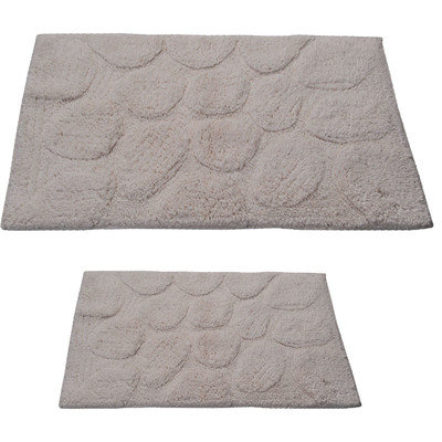 Textile Decor Castle 2 Piece 100% Cotton Palm Spray Bath Rug Set, 24 H X 17 W and 30 H X 20 W, Ivory