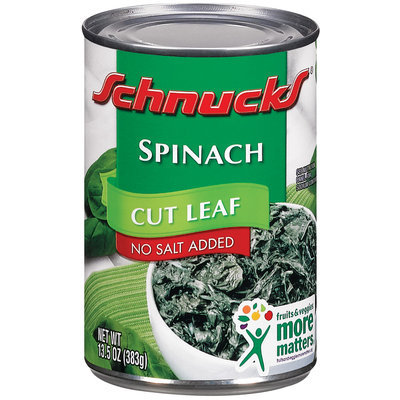 Schnucks Cut Leaf No Salt Added Spinach 13.5 Oz Can