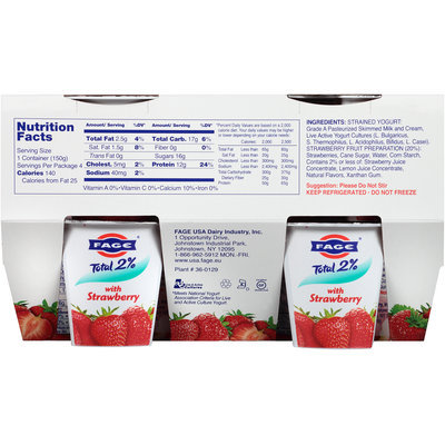 Fage® Total 2% Lowfat Greek Strained Yogurt with Strawberry 4-5.3 oz. Cups