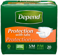 Depend® Protection with Tabs Maximum Absorbency Briefs S/M 20 ct Pack