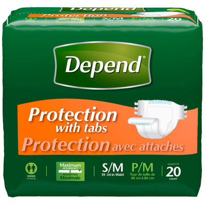 Depend® Protection with Tabs Maximum Absorbency Briefs S/M 20 ct Pack